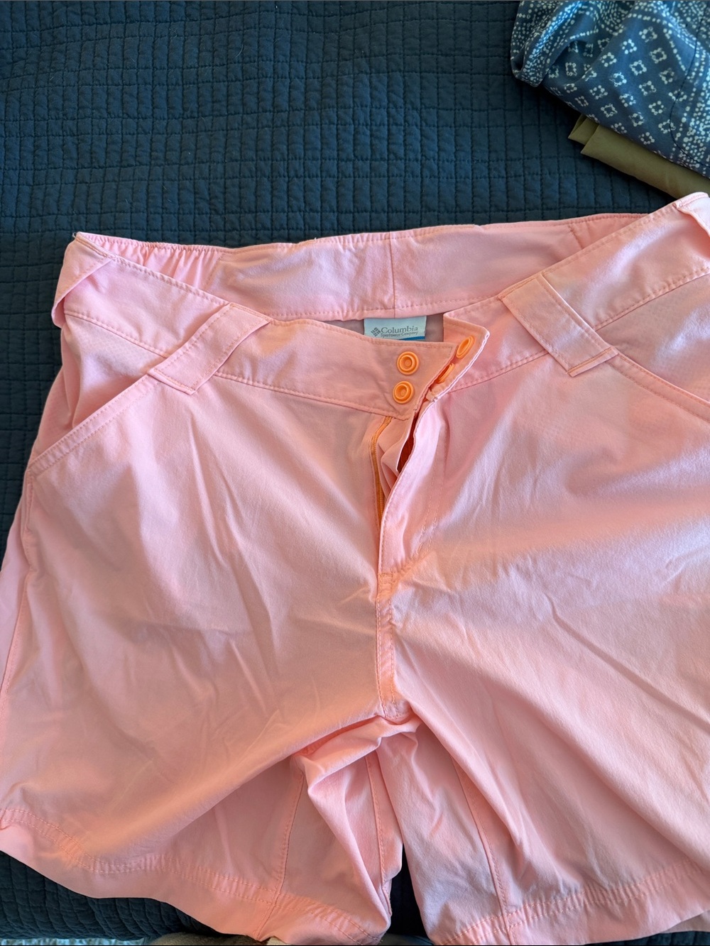 Columbia Women's Peach-Coral Shorts with Front Button Detail